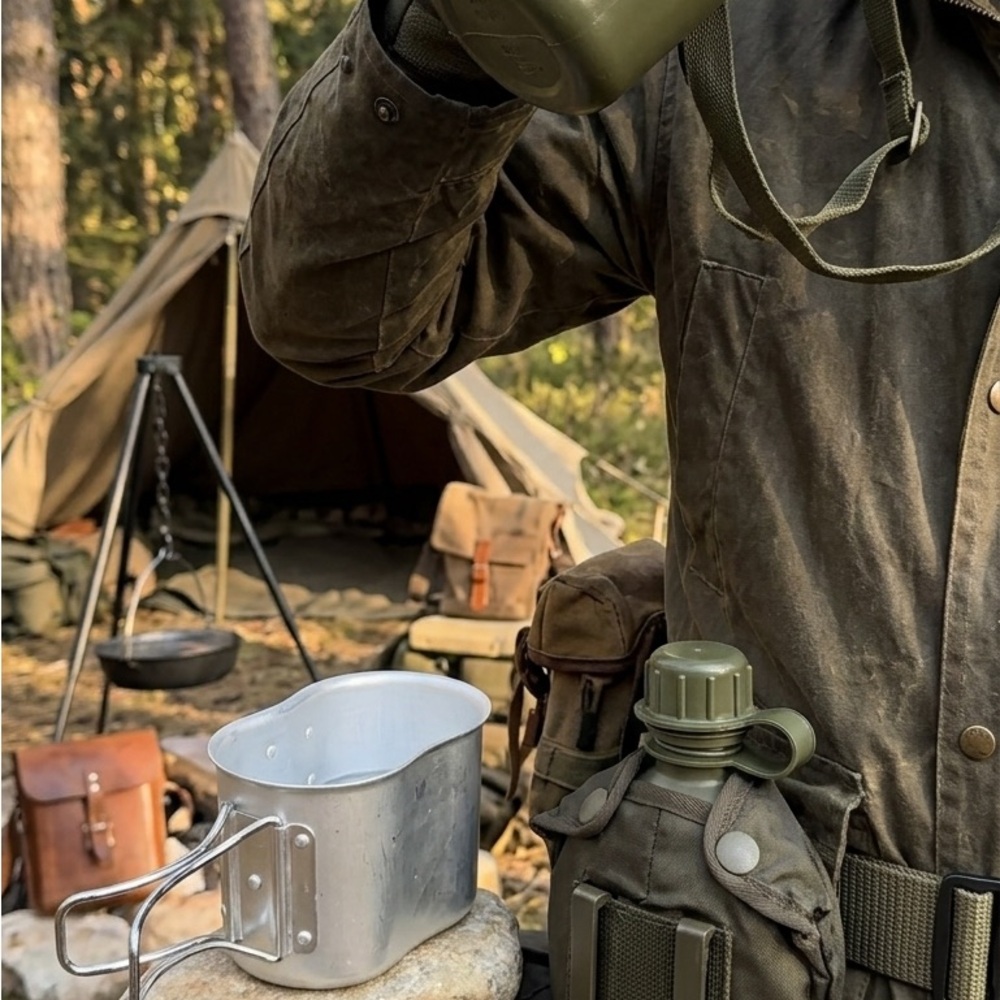 Retro Tactical Gear: Vintage Austrian Army Canteen & Cup Set - Picture 2 of 9